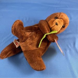 VTG Ty Beanie Babies ‘Seaweed’ sea otter plush toy w/ orig swing tag style 4080